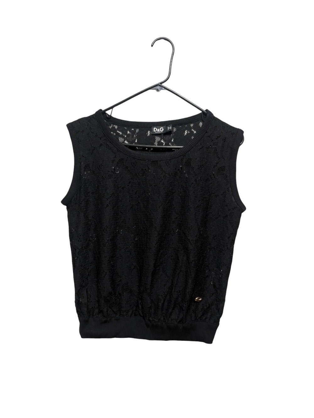 Vintage D&G Black Sleeveless Lace Knit Shell